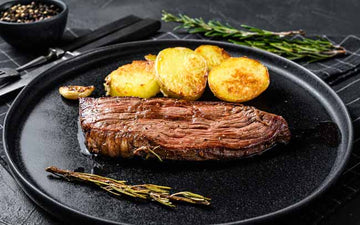 Grilled flank steak sliced across the grain