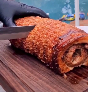 Crispy pork belly crackling