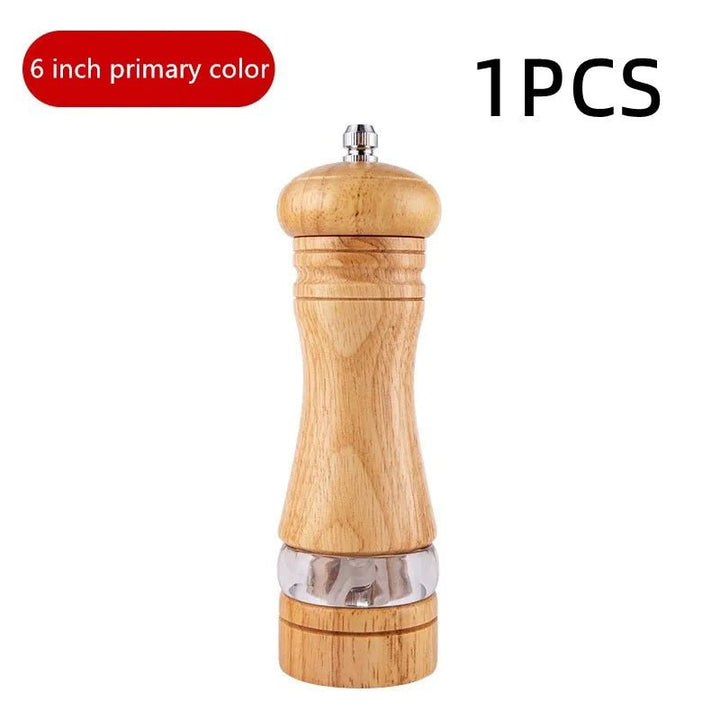 CHEF SUPPLY CO 1pcs primary color / CHINA 6-inch Manual Pepper Grinder Wooden Salt And Pepper Mill Multi-purpose Kitchen Tool Solid Wood Grinder For Kitchen Household