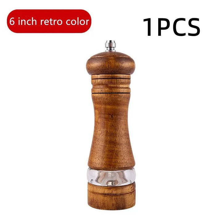 CHEF SUPPLY CO 1pcs vintage color / CHINA 6-inch Manual Pepper Grinder Wooden Salt And Pepper Mill Multi-purpose Kitchen Tool Solid Wood Grinder For Kitchen Household
