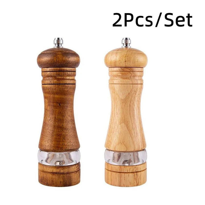 CHEF SUPPLY CO 2pcs / CHINA 6-inch Manual Pepper Grinder Wooden Salt And Pepper Mill Multi-purpose Kitchen Tool Solid Wood Grinder For Kitchen Household