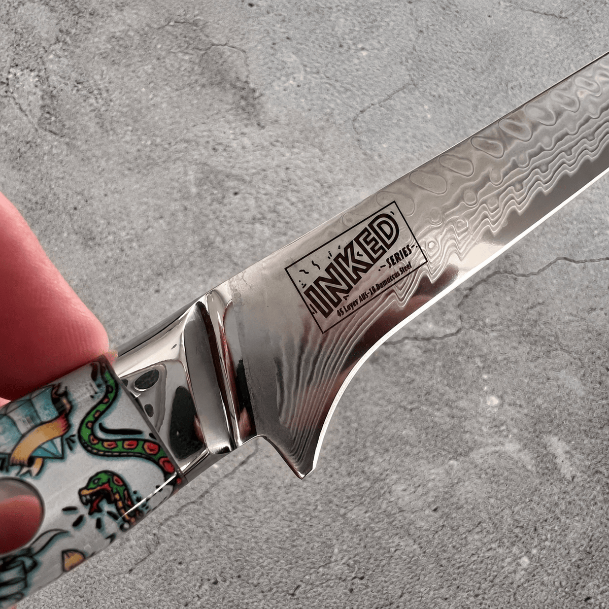 CHEF SUPPLY CO 45 Layer Damascus 18 cm Boning Knife - Inked Series - Open Box