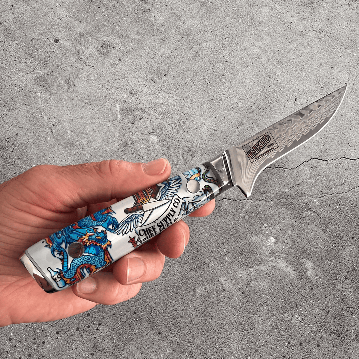 CHEF SUPPLY CO 45 Layer Damascus 18 cm Boning Knife - Inked Series - Open Box