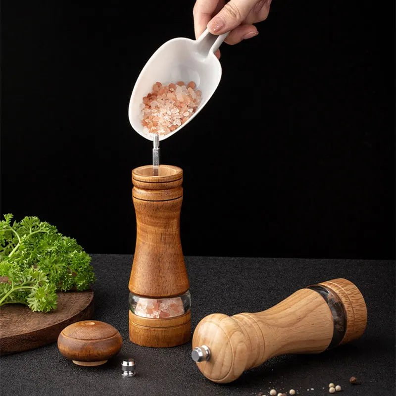 CHEF SUPPLY CO 6-inch Manual Pepper Grinder Wooden Salt And Pepper Mill Multi-purpose Kitchen Tool Solid Wood Grinder For Kitchen Household