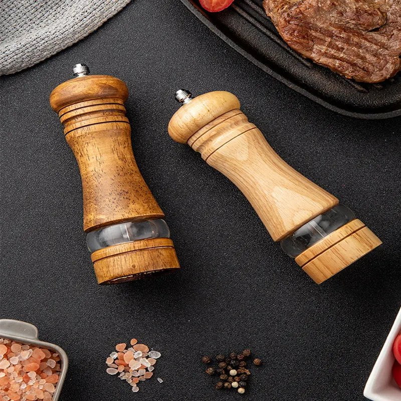 CHEF SUPPLY CO 6-inch Manual Pepper Grinder Wooden Salt And Pepper Mill Multi-purpose Kitchen Tool Solid Wood Grinder For Kitchen Household