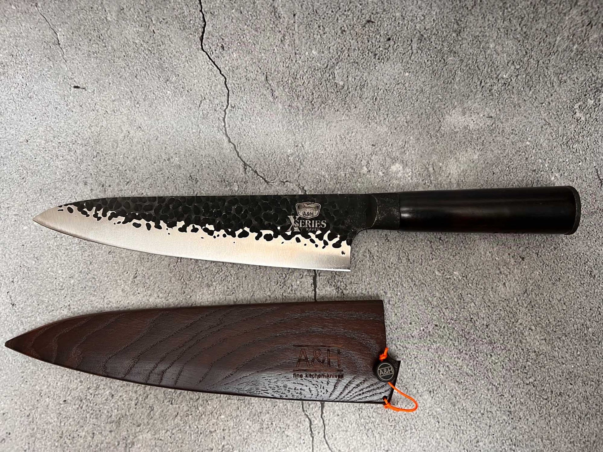 CHEF SUPPLY CO A&H Raven 8" - 20cm Chef Knife in Black - Open Box Special