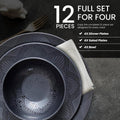 CHEF SUPPLY CO Black Melamine Dinnerware 12-Piece Set