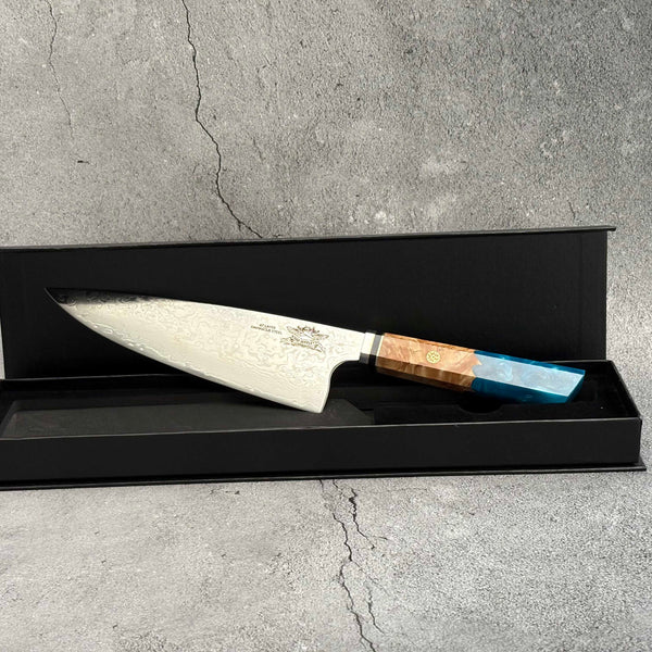 CHEF SUPPLY CO Bondi Beach Series 20cm 8.6 inch Japanese Style Damascus Chef Knife Featuring Resin and Wood Handle