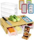 CHEF SUPPLY CO Chopping Board Large Bamboo Cutting Board With 4 Containers & Phone Holder