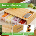 CHEF SUPPLY CO Chopping Board Large Bamboo Cutting Board With 4 Containers & Phone Holder
