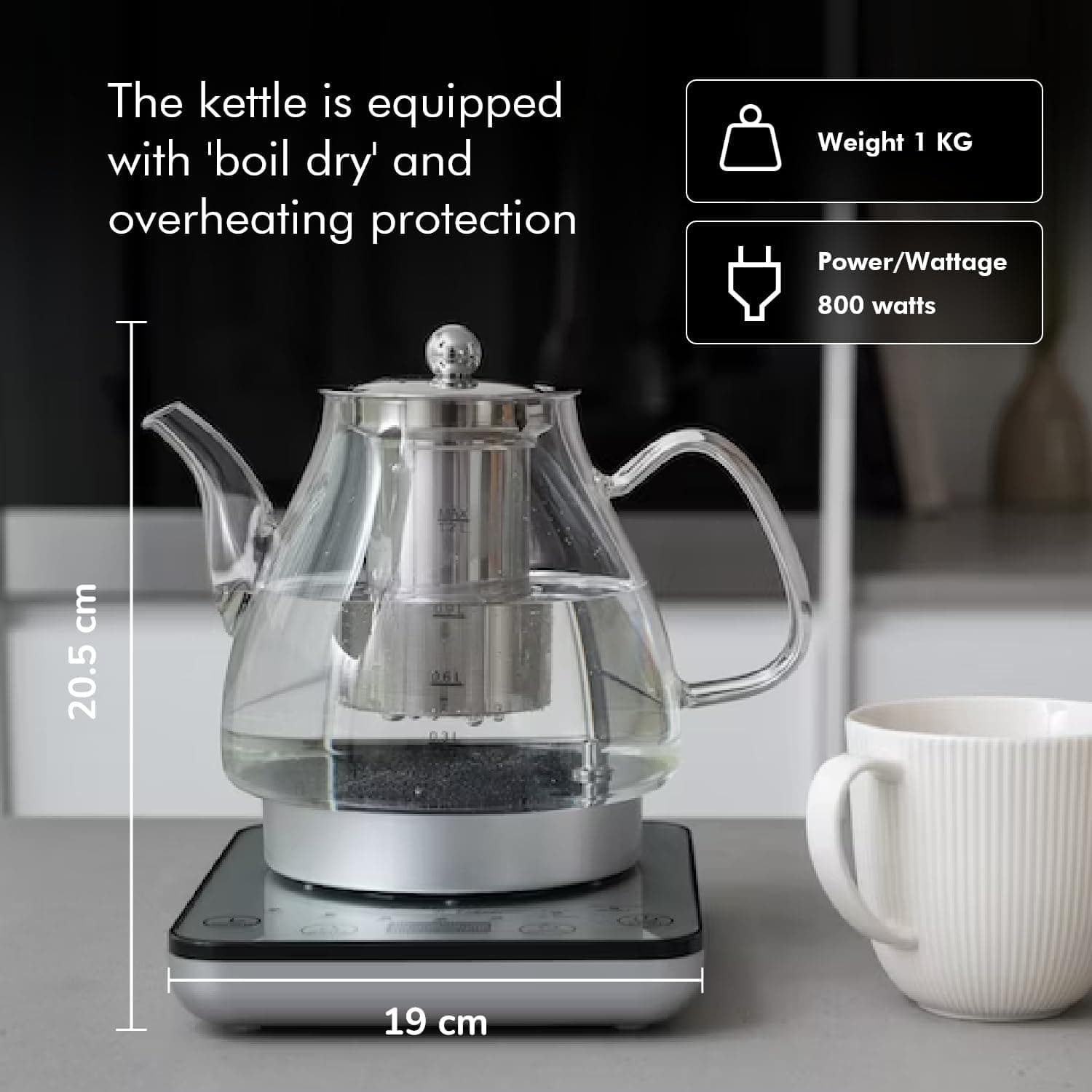 Chef Supply Co Coffee, Tea & Espresso Electric Glass Kettle 1.2L