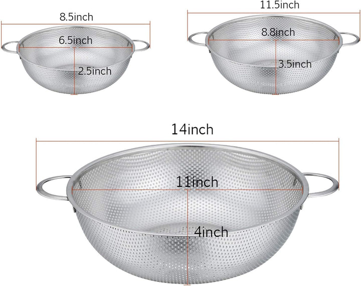 Micro-Perforated Colanders 3Pcs – CHEF SUPPLY CO