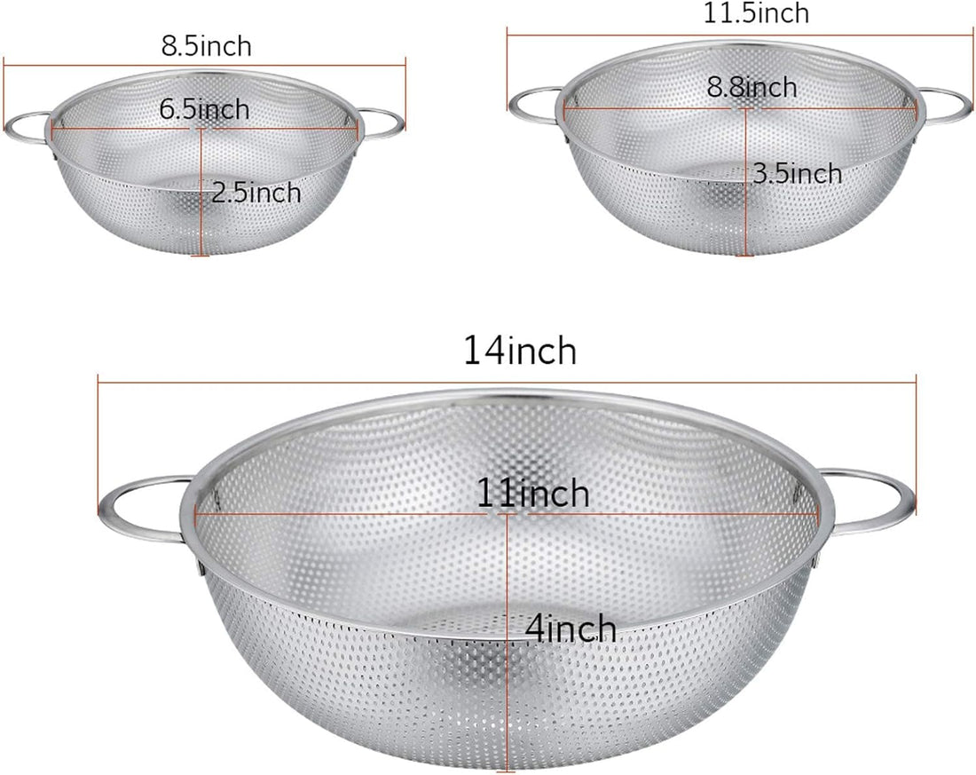 Chef Supply Co Colander Micro-Perforated Colanders 3Pcs