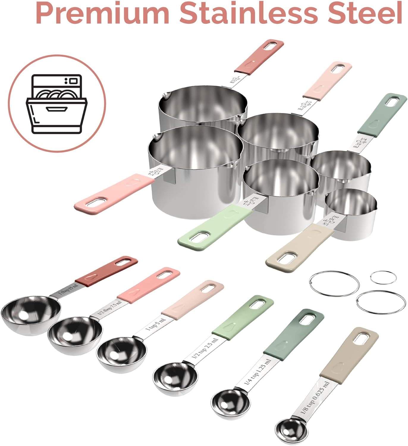 Chef Supply Co Cotton Napkins 22-Piece Stainless Steel Measuring Cups and Spoons Set