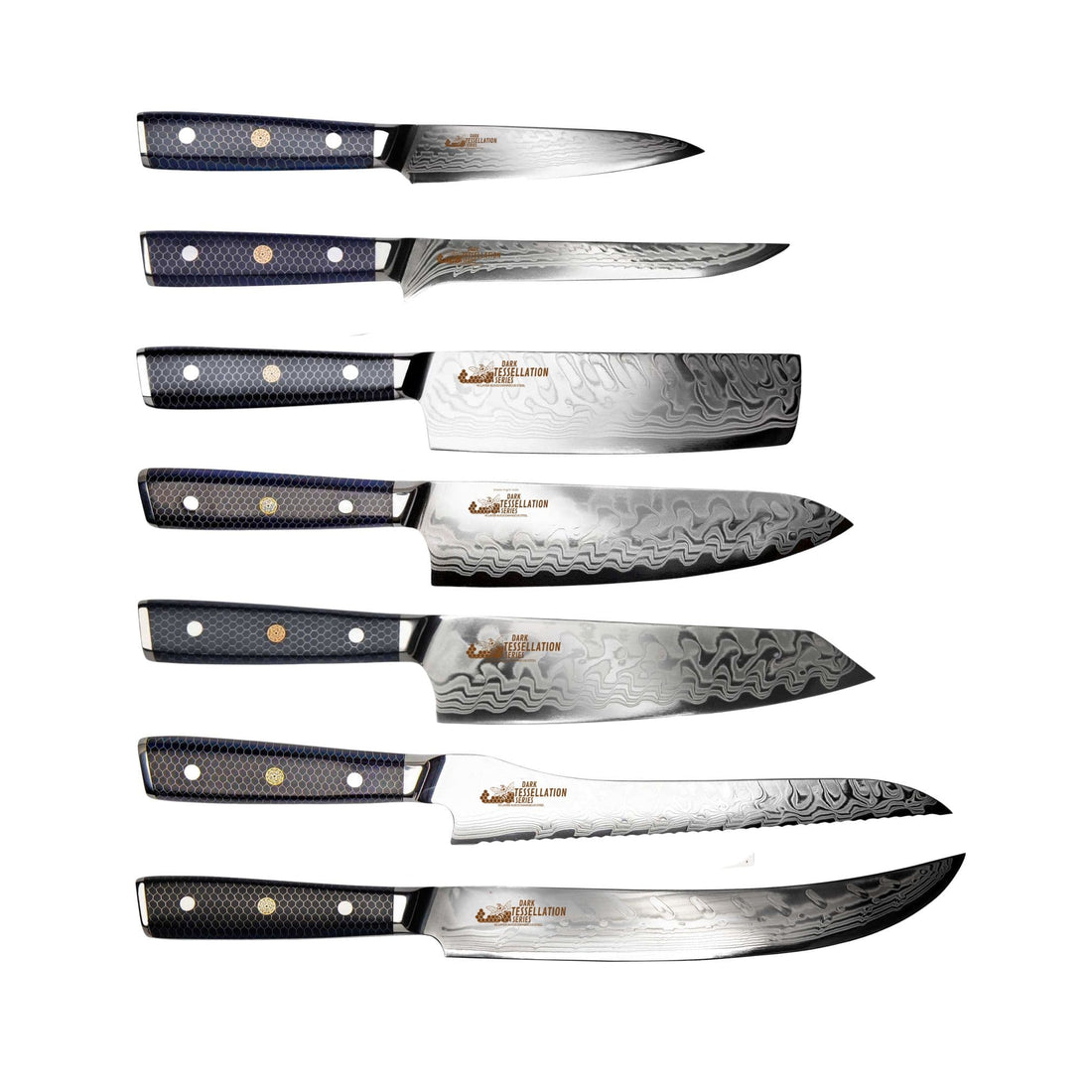 CHEF SUPPLY CO Dark Tessellation Culinary Masterpiece - 7-Piece Knife Set