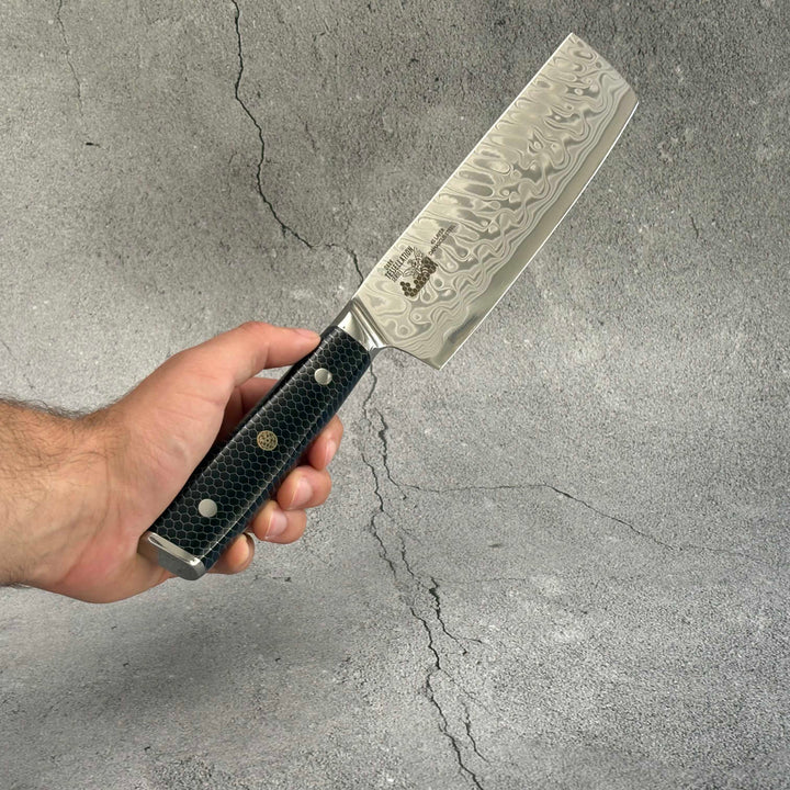 CHEF SUPPLY CO Dark Tessellation Series 18 cm - 7 inch AUS-10 Damascus Nakiri Vegetable Knife