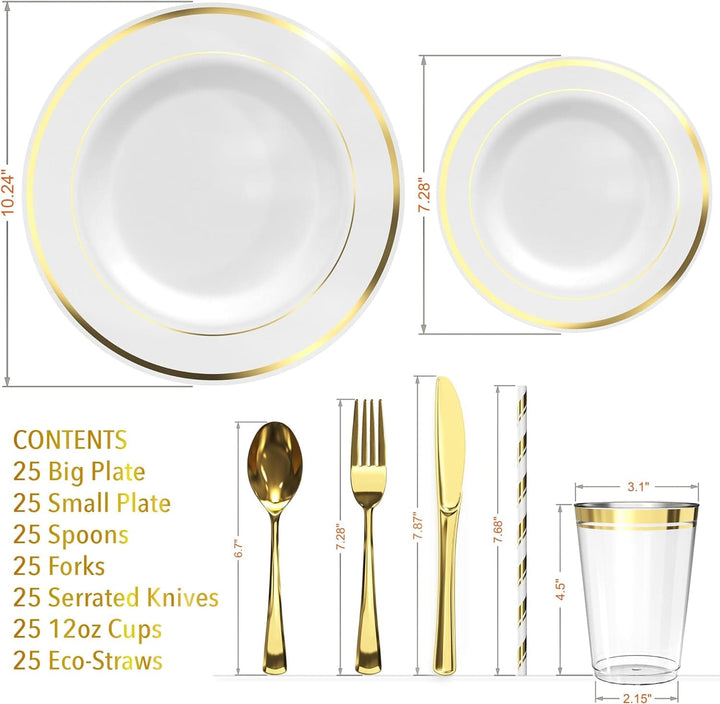 Chef Supply Co Dinnerware Gold Plastic Dinnerware Set 175 Pieces