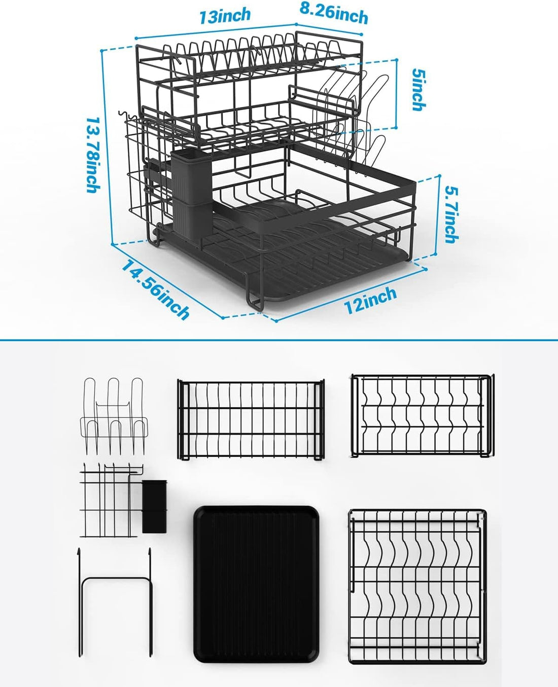 Chef Supply Co Dish Rack 3 Tier Large Capacity Drain Board Rack
