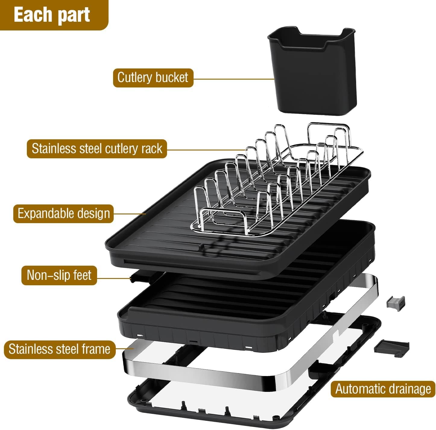 Chef Supply Co Dish Rack Large Capacity Dish Rack (11.8"-20.5")