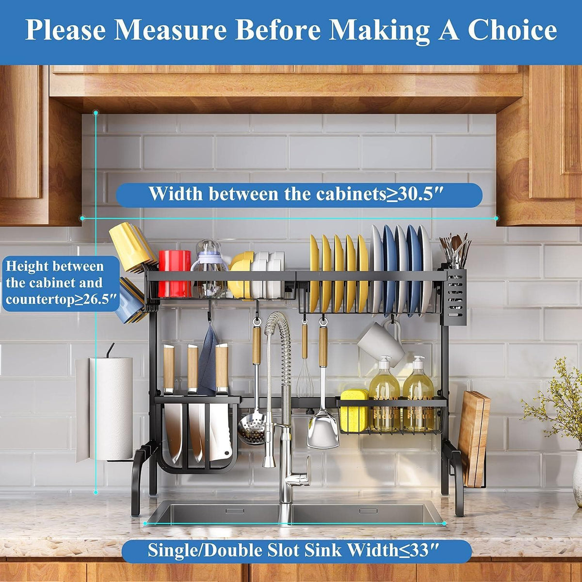 Chef Supply Co Dish Rack Over-Sink Dish Drying Rack – Large Adjustable