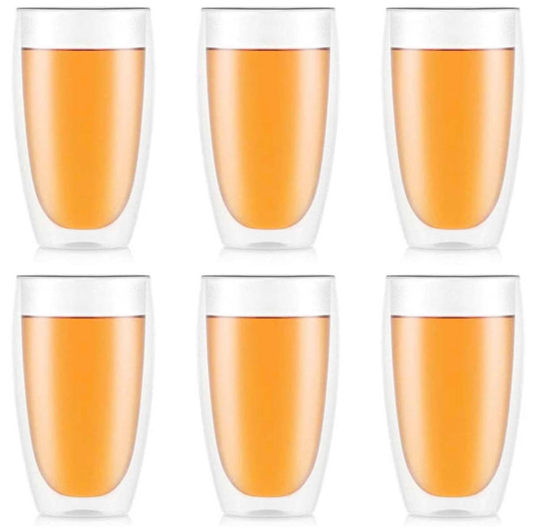 CHEF SUPPLY CO Double Wall Drinking Glasses, 450ml - 15oz, Set of Six