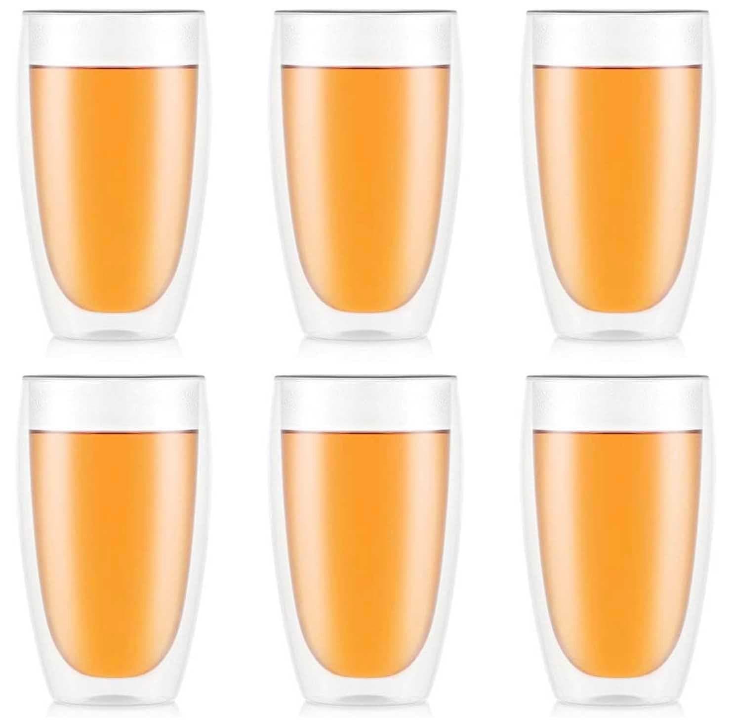 CHEF SUPPLY CO Double Wall Drinking Glasses, 450ml - 15oz, Set of Six
