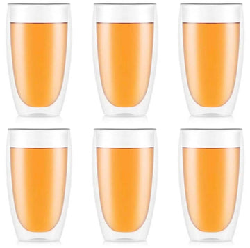 CHEF SUPPLY CO Double Wall Drinking Glasses, 450ml - 15oz, Set of Six