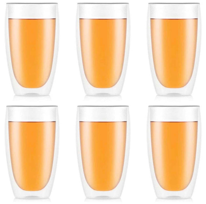 CHEF SUPPLY CO Double Wall Drinking Glasses, 450ml - 15oz, Set of Six