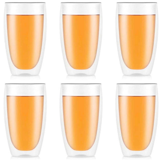CHEF SUPPLY CO Double Wall Drinking Glasses, 450ml - 15oz, Set of Six