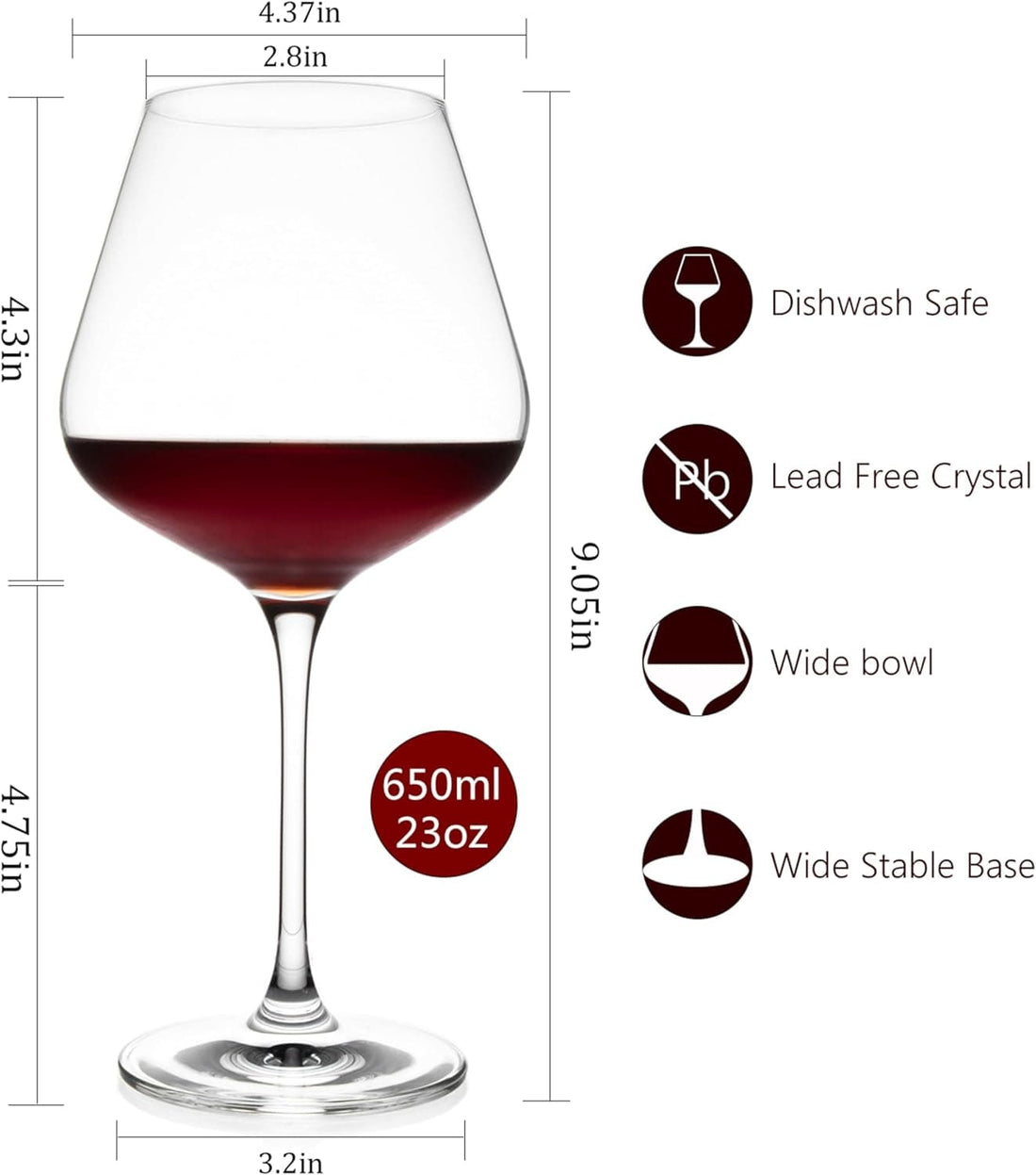 Chef Supply Co Drinking Glassware Red Wine Glasses Set of 4