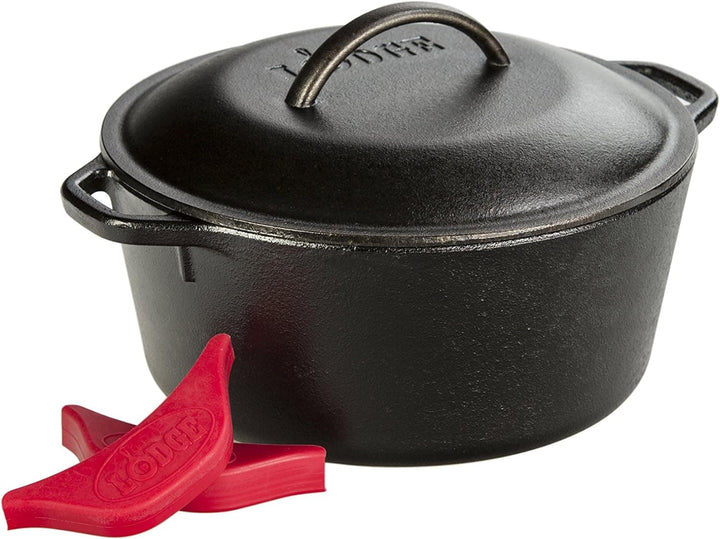 Chef Supply Co Dutch Oven Cast Iron Dutch Oven with Handle Holders 5Qt