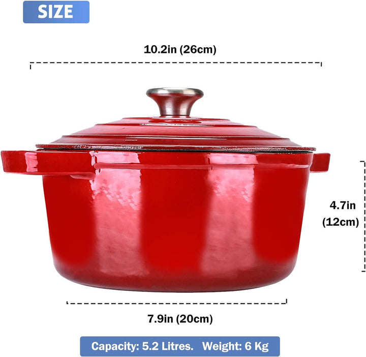 Chef Supply Co Dutch Oven Round Enamel Dutch Oven 5.5 Quart