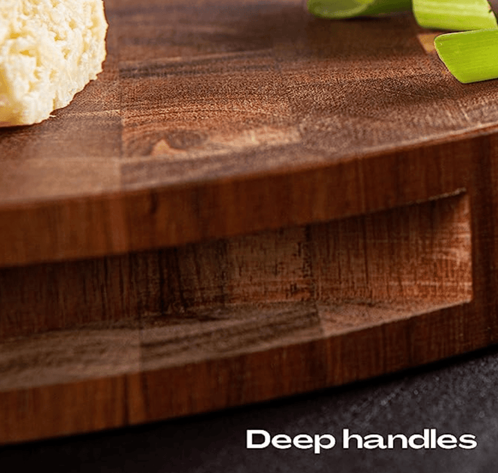 CHEF SUPPLY CO End Grain 30 x 3.2cm Acacia Wood Chopping Board with Built in Handles