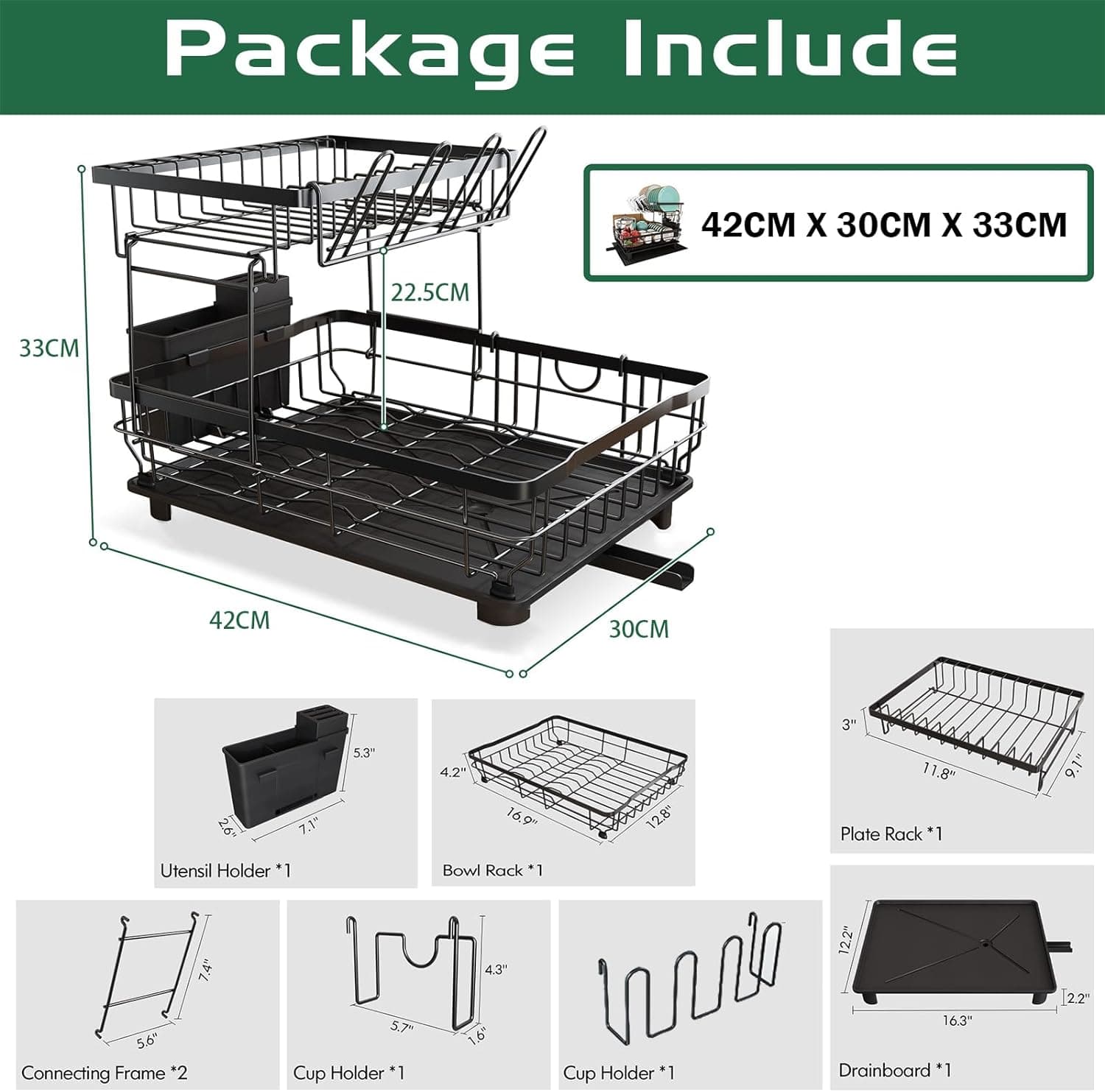 Chef Supply Co Fry Pan 2-Tier Dish Drying Rack
