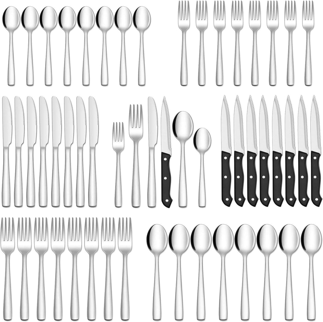 Chef Supply Co Fry Pan Silverware Set 48Pcs