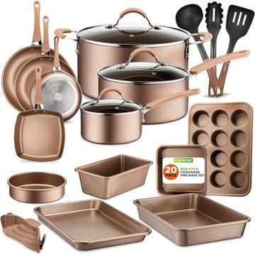 Chef Supply Co Frying Pan Nonstick Kitchen Cookware 20 Piece Set