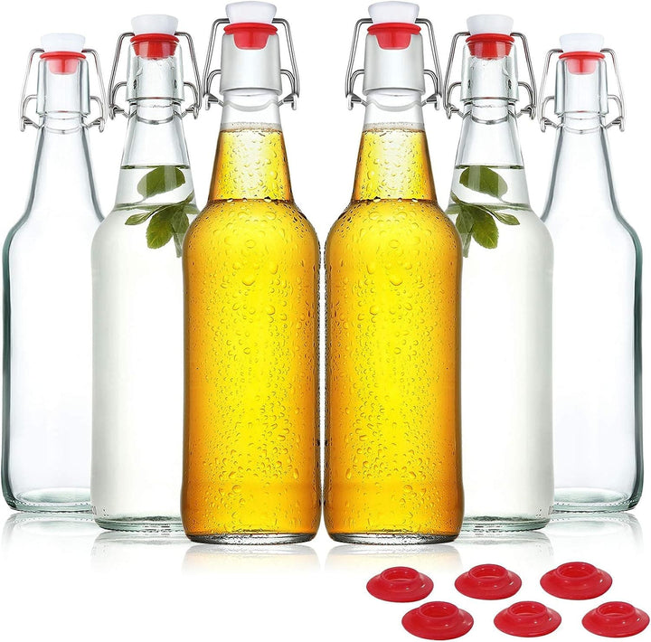 Chef Supply Co Glassware for Beer Brewing Glass Beer Bottles for Home Brewing 6Pcs