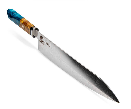 CHEF SUPPLY CO Kitchen Knives Bondi Beach Series 22cm 8.6 inch Japanese Style Gyuto Damascus Knife Featuring Resin and Wood Handle