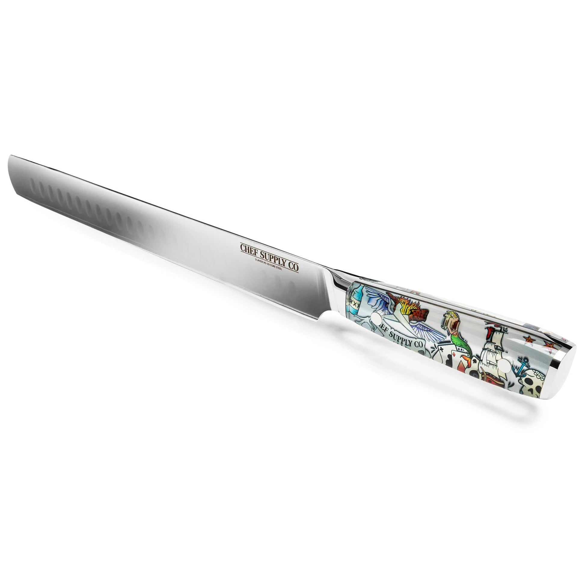 CHEF SUPPLY CO Kitchen Knives Inked MK2 Series Three Layer VG-10 core 30cm - 11.8" Slicing/Carving Knife
