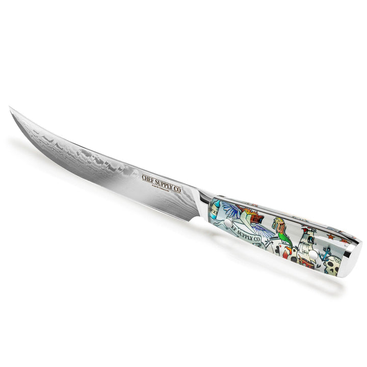 CHEF SUPPLY CO Kitchen Knives Inked Series 25.5 cm - 9.75 inch 45 Layer AUS-10 Damascus Slicing/Carving Knife