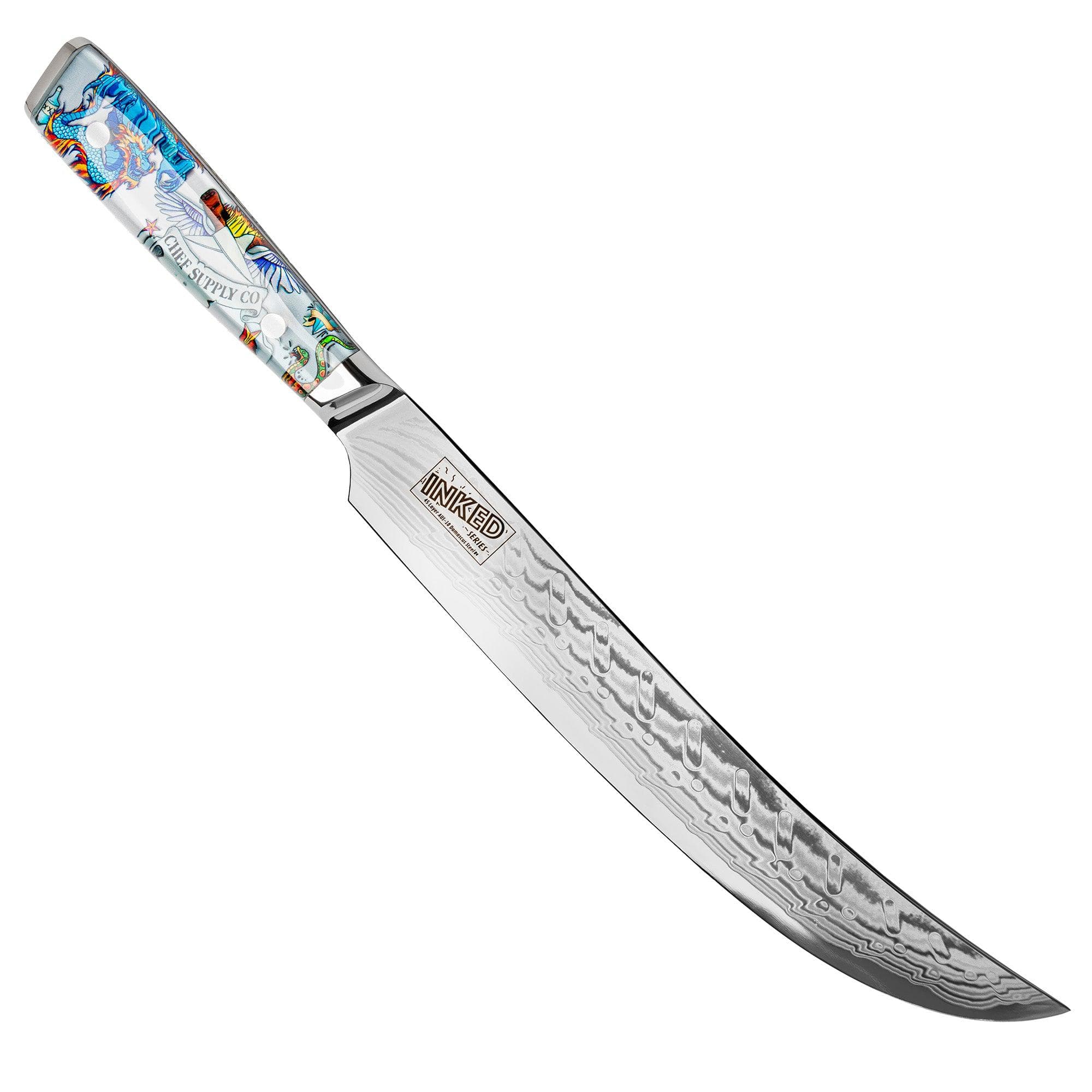 Inked Series 25.5 cm - 9.75 inch 45 Layer AUS-10 Damascus Slicing/Carving Knife