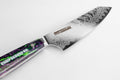 CHEF SUPPLY CO Kitchen Knives Neon Series MK1 - 21 cm - AUS-10 - 45 Layer Damascus Kiritsuke Chef Knife with Leather Sheath