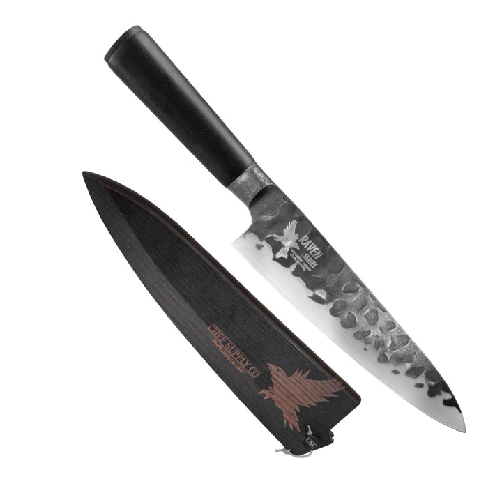 CHEF SUPPLY CO Kitchen Knives Raven Chef Knife - 20cm - 8” - German Stainless Steel with Wooden Sheath