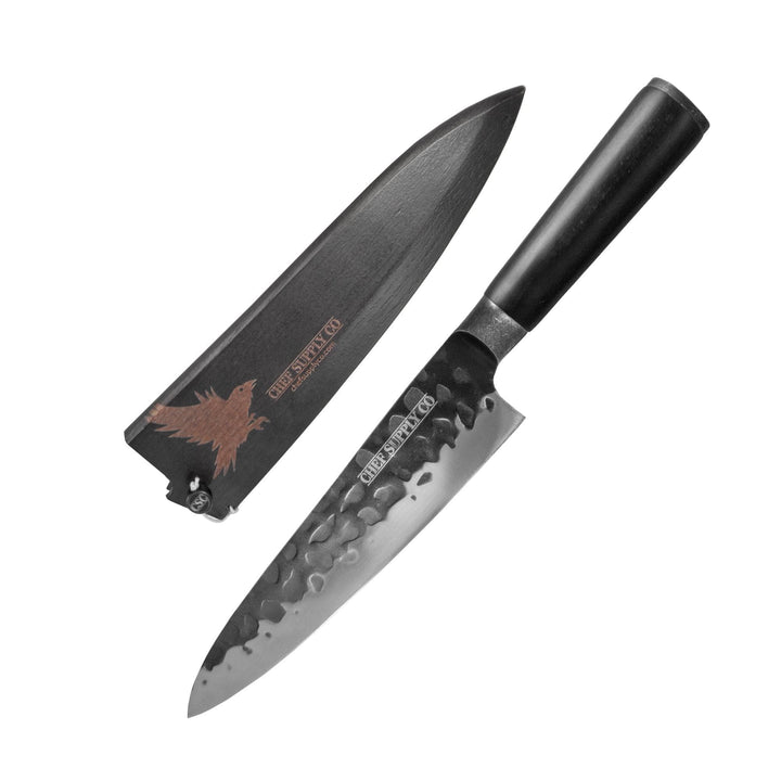 CHEF SUPPLY CO Kitchen Knives Raven Chef Knife - 20cm - 8” - German Stainless Steel with Wooden Sheath