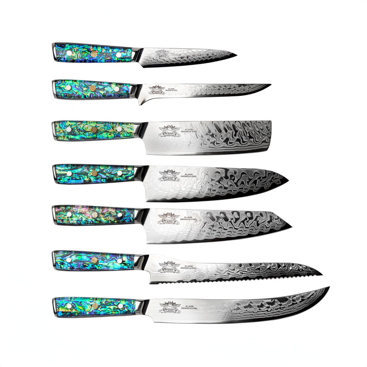 CHEF SUPPLY CO Kitchen Knives Sea Creature Series 15cm - 6 inch Utility Knife. 45 Layer Damascus, Resin Handle & Sheath