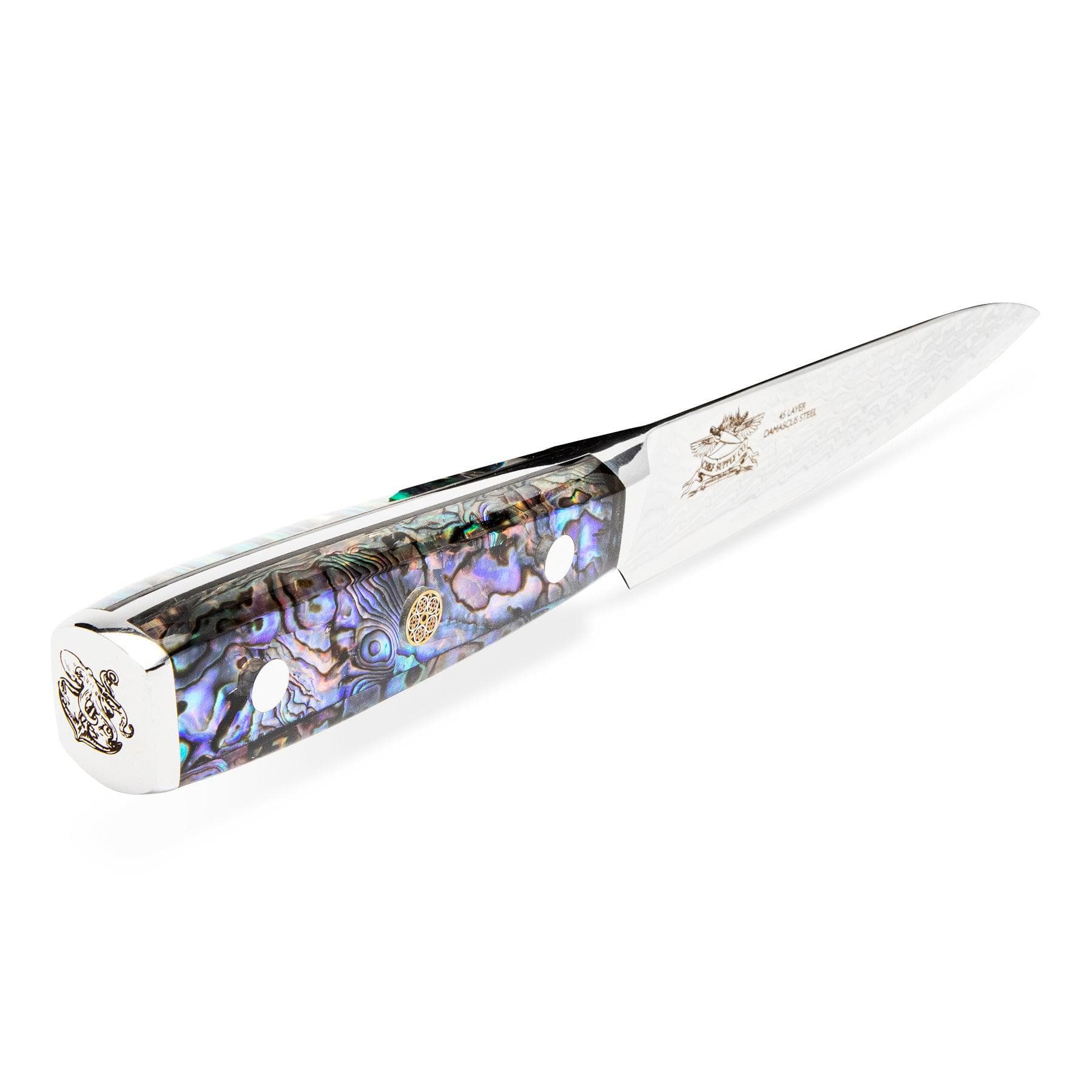 CHEF SUPPLY CO Kitchen Knives Sea Creature Series 15cm - 6 inch Utility Knife. 45 Layer Damascus, Resin Handle & Sheath