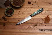 CHEF SUPPLY CO Kitchen Knives Sea Creature Series 15cm - 6 inch Utility Knife. 45 Layer Damascus, Resin Handle & Sheath