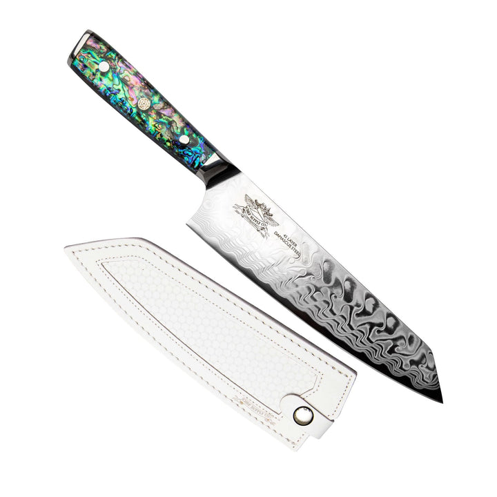 CHEF SUPPLY CO Kitchen Knives Sea Creature Series. 8.25" - 21 cm 45 Layer AUS-10 Damascus Kiritsuke Chef Knife, Resin Handle & Sheath