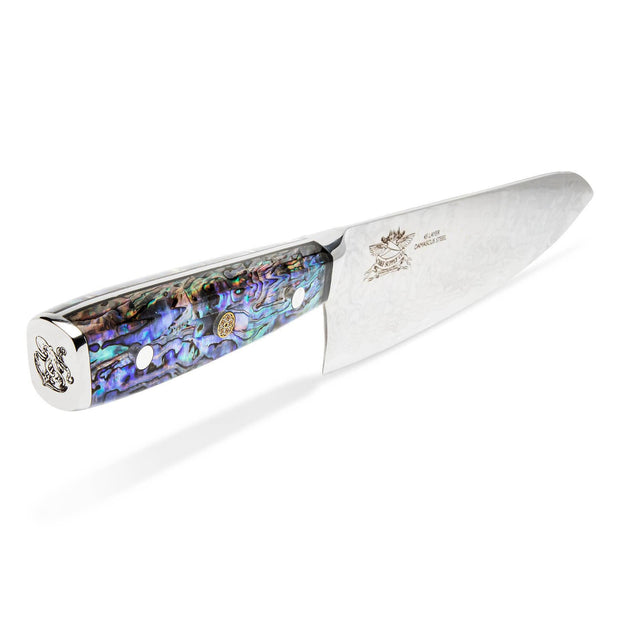 CHEF SUPPLY CO Kitchen Knives Sea Creature Series. 8.25" - 21cm Chef Knife. 45 Layer Damascus, Resin Handle & White Leather Sheath