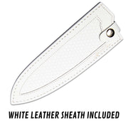 CHEF SUPPLY CO Kitchen Knives Sea Creature Series. 8.25" - 21cm Chef Knife. 45 Layer Damascus, Resin Handle & White Leather Sheath